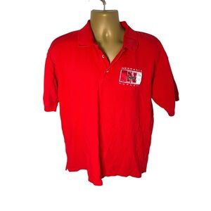 Vintage 90s Y2K Quail Hollow Polo Shirt Nebraska Huskers Embroidered Red L